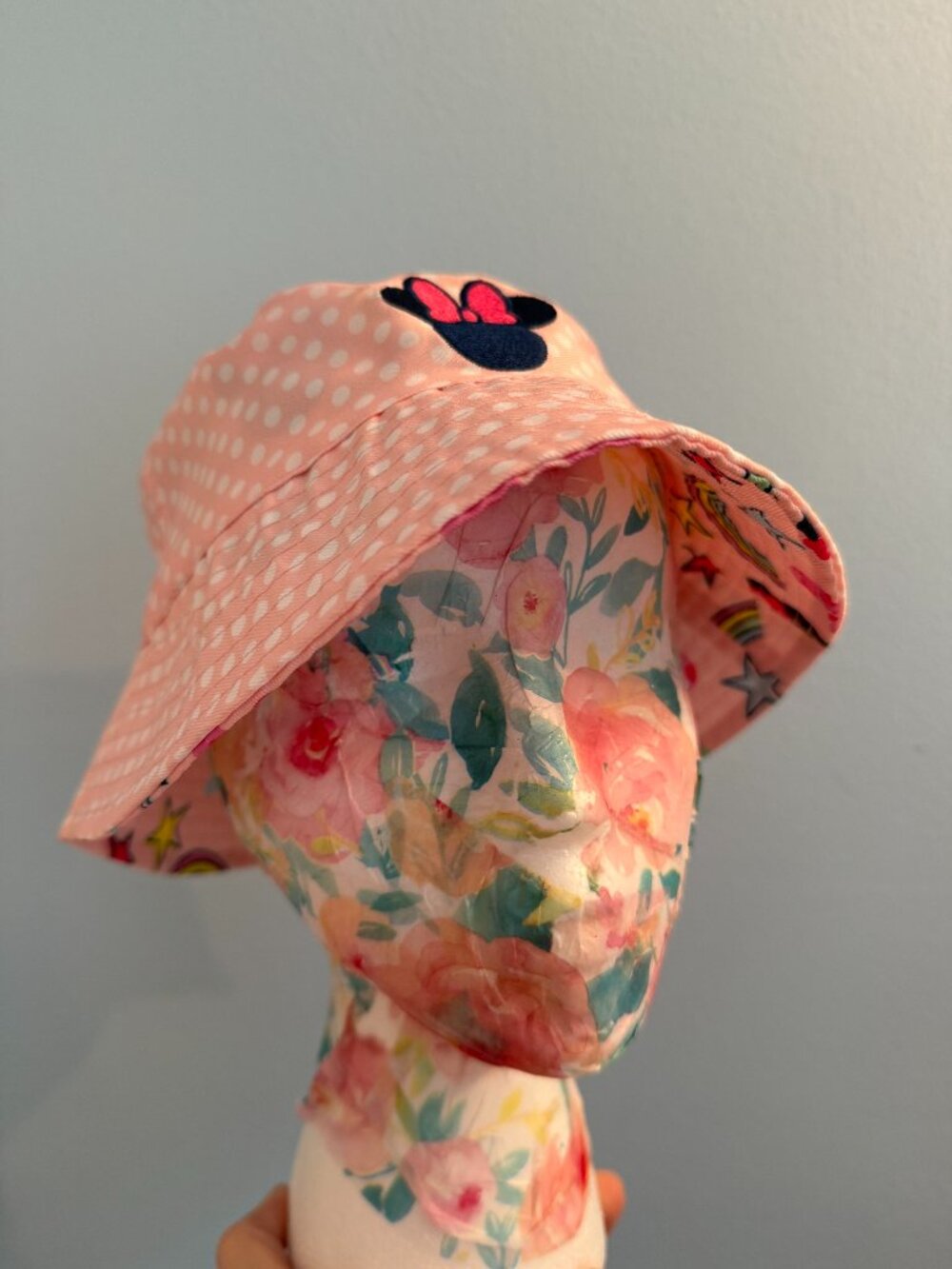 Disney Junior Minnie Pink Polka Dot Bucket Hat OSFM